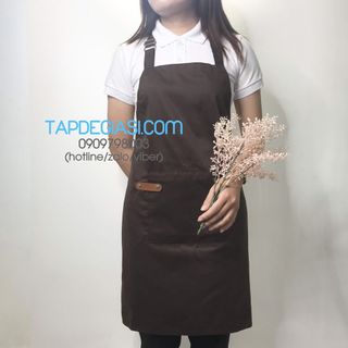 Tạp dề pha chế tạp dề đồng phục yếm trơn đính da dành cho Nam Nữ phục vụ