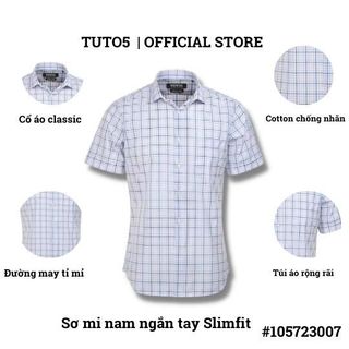 Áo sơ mi ngắn tay nam TUTO5 Menswear công sở cao cấp Slim fit Navy Check Short Sle Shirt chống nhăn, thoải mái 105723003