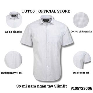 Áo sơ mi ngắn tay nam TUTO5 Menswear công sở cao cấp Slim fit Navy Check Short Sle Shirt chống nhăn, thoải mái 105723003