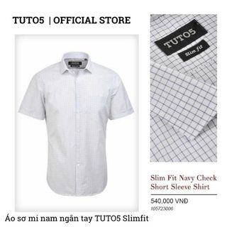 Áo sơ mi ngắn tay nam TUTO5 Menswear công sở cao cấp Slim fit Navy Check Short Sle Shirt chống nhăn, thoải mái 105723003