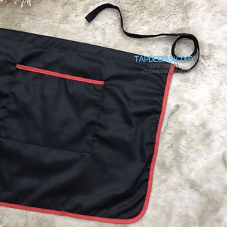 Tạp dề ngắn đen phối viền đỏ cao cấp dành cho phục vụ Nam Nữ vải kaki cotton
