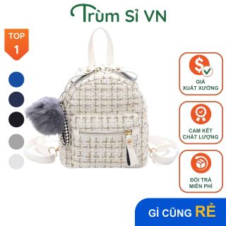 BALO NỮ MINI VẢI DẠ KIM TUYẾN CAO CẤP KÈM CỤC BÔNG AS22217 - TRÙM SỈ VN giá sỉ