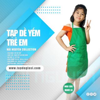 Tạp dề cho bé cao cấp từ 5 10 tuổi Màu Xanh Két vải kaki cotton