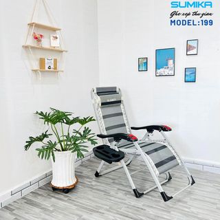 Ghế xếp thư giãn SUMIKA 199, khung thép vuông sơn tĩnh điện cao cấp, lưới vải thoáng khí, lăn tay massage