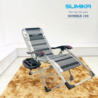 Ghế xếp thư giãn SUMIKA 199, khung thép vuông sơn tĩnh điện cao cấp, lưới vải thoáng khí, lăn tay massage