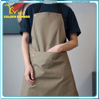Tạp dề barista Golden Bamboo tạp dề đồng phục vải kaki cotton cao cấp  dành cho Nam Nữ Nhận in thêu logo theo yêu cầu
