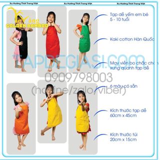 Tạp dề trẻ em vải kaki cotton thấm hút mồ hôi 5*
