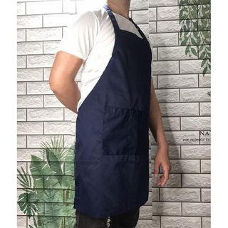 Tạp dề yếm trơn xanh đen dành cho phục vụ