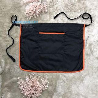 Tạp dề ngắn đen phối viền cam cao cấp dành cho phục vụ Nam Nữ vải kaki cotton