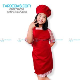 Tạp dề trẻ em 7 12 tuổi vải kaki cotton thoáng mát thấm hút mồ hôi