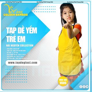 Tạp dề cho bé cao cấp từ 5 10 tuổi Màu Vàng viền Đen vải Kaki cotton