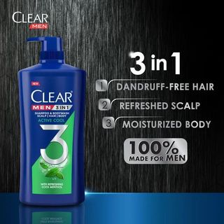 Dầu Tắm Gội Toàn Thân Clear Men 3 in 1 Bạc Hà Chai 630g | Huyhang giá sỉ