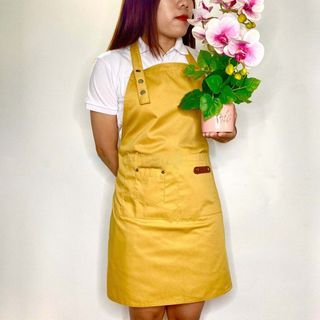 Tạp dề pha chế Golden Bamboo chất vải kaki cotton phối da Nhận in ấn tem nhãn logo theo yêu cầu khách hàng