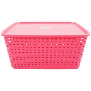 Rổ đan đựng đồ có nắp nhựa việt nhật size nhỏ  - Thùng nhựa đan nhiều màu đẹp, giỏ nhựa có nắp phong cách Hàn Quốc