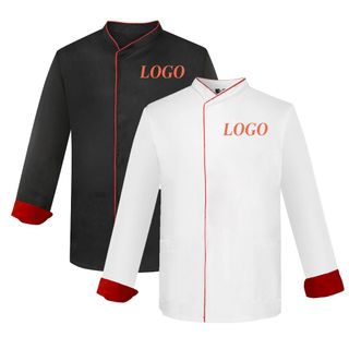 Áo làm bếp 2 màu trắng và đen dành cho các đầu bếp nhà hàng khách sạn nhận in thêu thiết kế logo tem nhãn hiệu giá sỉ