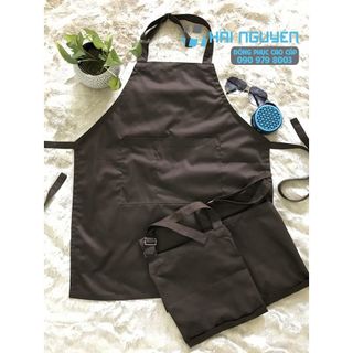 Tạp dề yếm trơn cao cấp màu nâu