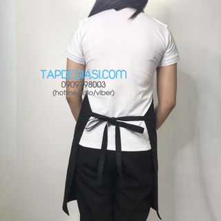 Tạp dề phục vụ yếm Golden Bamboo cao cấp màu đen đính da dành cho Nam Nữ Nhận In Ấn Thiết Kế Tem Nhãn Theo Yêu Cầu