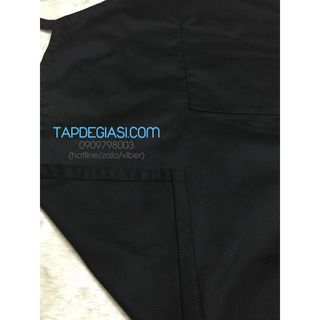 Tạp dề phục vụ yếm Golden Bamboo cao cấp màu đen đính da dành cho Nam Nữ Nhận In Ấn Thiết Kế Tem Nhãn Theo Yêu Cầu