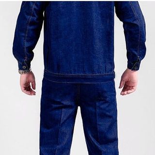 Quần Áo Jean Bảo Hộ Wash Mềm, Chuẩn Vải Điện Lực Độ dày 14Oz Nút Đồng Nhận Gắn LOGO