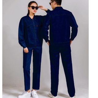 Quần Áo Jean Bảo Hộ Wash Mềm, Chuẩn Vải Điện Lực Độ dày 14Oz Nút Đồng Nhận Gắn LOGO