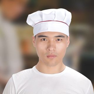 Mũ đầu bếp phục vụ nhà hàng khách sạn có 3 màu đỏ đen và trắng