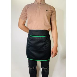 Tạp dề ngắn đen phối viền xanh két cao cấp dành cho phục vụ Nam Nữ vải kaki cotton giá sỉ