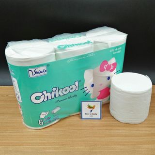 Combo 6 cuộn giấy vệ sinh không lõi Chikool mèo Kitty - Giấy vệ sinh 4 lớp giá sỉ