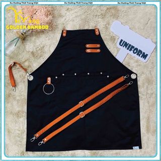 Tạp dề bartender cao cấp Golden Bamboo dành cho Nam Nữ làm đồng phục Kaki 100% cotton dày loại 1