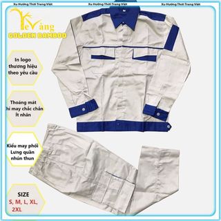 Bộ quần áo bảo hộ lao động vải kaki 3/1 (65/35)  Golden Bamboo Nhận in ấn thiết kế logo tem nhãn hiệu theo yêu cầu