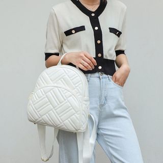 BALO NỮ MINI DA HỌA TIẾT SỌC CHÉO VÒNG CUNG AS22238 - TRÙM SỈ VN
