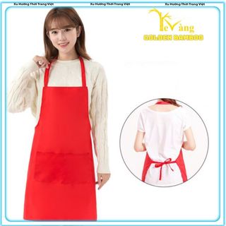 Tạp dề yếm trơn màu đỏ dành cho phục vụ cao cấp