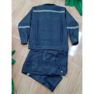 Quần Áo Jean Golden Bamboo Wash Mềm Kiểu Điện Lực, Gắn Phản Quang Ngực,Tay,Chân Nhận In ấn tem nhãn logo theo yêu cầu