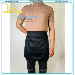 Tạp dề ngắn đen phối viền đen cao cấp dành cho phục vụ Nam Nữ vải kaki cotton