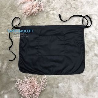 Tạp dề ngắn đen phối viền đen cao cấp dành cho phục vụ Nam Nữ vải kaki cotton