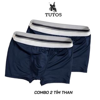 Combo 2 quần lót boxer xịp đùi nam TUTO5 thun lạnh cotton cao cấp kháng khuẩn trơn basic trắng/đen/xám ghi BX01