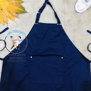 TẠP DỀ YẾM ĐÍNH NÚT KAKI COTTON XANH ĐEN