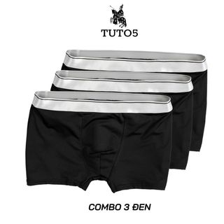 Combo 3 quần lót boxer xịp đùi nam TUTO5 thun lạnh cotton cao cấp kháng khuẩn trơn basic trắng/đen/xám ghi BX01 giá sỉ