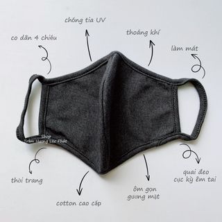 Khẩu Trang Vải Thun TUTO5 Menswear Cotton Dệt Kim 2 Lớp Kháng Khuẩn, Khử Mùi, Tái Sử Dụng Công Nghệ Nhật Bản Trắng/ Đen