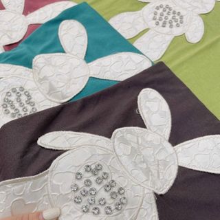 Áo thun form rộng tay lỡ nữ 3158 cổ tròn đáp thêu giá rẻ unisex in hình thỏ dễ thương nhiều màu siêu hot giá sỉ số lượng lớn