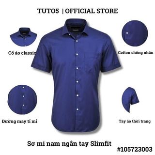 Áo sơ mi ngắn tay nam TUTO5 Menswear công sở trơn cotton cao cấp chống nhăn xanh Navy Slim fit mát mẻ, lịch lãm 10572300