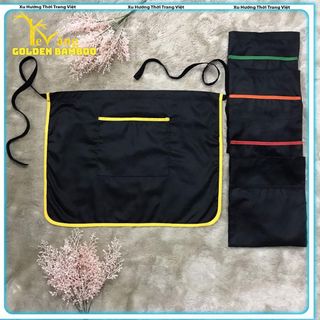Tạp dề ngắn đen phối viền vàng cao cấp dành cho phục vụ Nam Nữ vải kaki cotton