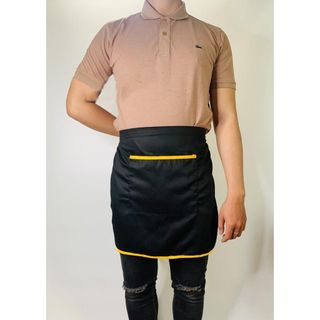 Tạp dề ngắn đen phối viền vàng cao cấp dành cho phục vụ Nam Nữ vải kaki cotton giá sỉ