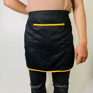 Tạp dề ngắn đen phối viền vàng cao cấp dành cho phục vụ Nam Nữ vải kaki cotton