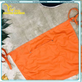 TẠP DỀ NGẮN MÀU CAM ĐÍNH NÚT DÀNH CHO NHÀ HÀNG