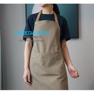 Tạp dề yếm pha chế Nam nữ dành cho phục vụ vải kaki cotton cao cấp 3 nút bấm