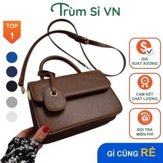 TÚI XÁCH NỮ ĐEO CHÉO CAO CẤP DA TRƠN CLASSIC KÈM TAG 3 NGĂN T079 - TRÙM SỈ VN