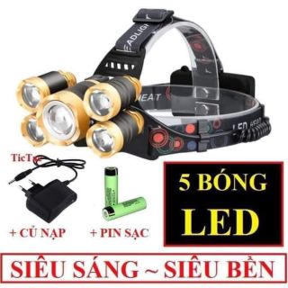 Đèn đội đầu 5 bóng siêu sáng