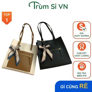 TÚI TOTE DA TRƠN CAO CẤP ĐEO VAI NỮ HÀN QUỐC VINTAGE ĐẸP THẮT NƠ KÈM VÍ NHỎ XINH XẮN T088 - TRÙM SỈ VN
