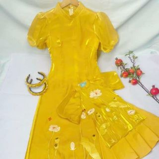 sỉ buôn áo dài hoa sen mẹ và bé tại xưởng