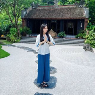 Sỉ buôn áo dài nữ cách tân hoa cam mẫu mới Tết